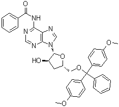 N-苯甲酰基-5'-O-[二(4-甲氧基苯基)苯基甲基]-3'-脱氧腺苷分子结构 (CAS 84138-86-3)