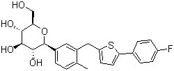 structure of CAS# 842133-18-0, Canagliflozin;(1S)-1,5-Anhydro-1-C-[3-[[5-(4-fluorophenyl)-2-thienyl]methyl]-4-methylphenyl]-D-glucitol