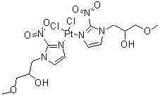 (SP-4-2)-二[alpha-(甲氧基甲基)-2-硝基-1H-咪唑-1-乙醇]二氯化铂分子结构 (CAS 84431-15-2)