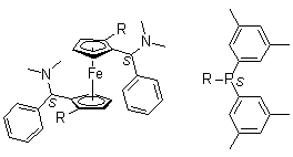(1S,1'S)-1,1'-二[二(3,5-二甲基苯基)膦基]-2,2'-二[(S)-(二甲基氨基)苯基甲基]二茂铁分子结构 (CAS 847997-73-3)