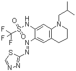 1,1,1-三氟-N-[1,2,3,4-四氢-1-(2-甲基丙基)-6-[2-(1,3,4-噻二唑-2-基)偶氮]-7-喹啉基]甲烷磺酰胺分子结构 (CAS 848080-36-4)