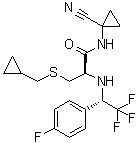 (2R)-N-(1-Cyanocyclopropyl)-3-[(cyclopropylmethyl)thio]-2-[[(1S)-2,2,2-trifluoro-1-(4-fluorophenyl)ethyl]amino]-propanamide molecular structure (CAS 849094-19-5)