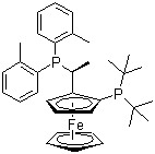 结构式 CAS# 849924-77-2, (1S)-1-[双(叔丁基)膦]-2-[(1S)-1-[双(2-甲基苯基)膦]乙基]二茂铁