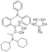 (S)-1-{(SP)-2-[2-(Diphenylphosphino)phenyl]Ferrocenyl}ethyldicyclohexylphosphine molecular structure (CAS 849925-19-5)