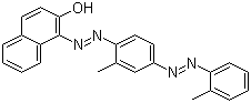 structure of CAS# 85-83-6, Solvent Red 24 ;C.I. 26105; Sudan IV; 1-(2-Methyl-4-(2-methylphenylazo)phenylazo)-2-naphthol