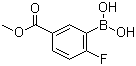 structure of CAS# 850568-04-6, 2-Fluoro-5-(methoxycarbonyl)phenylboronic acid;2-Fluoro-5-(methoxycarbonyl)benzeneboronic acid; (2-Fluoro-5-methoxycarbonylphenyl)boronic acid