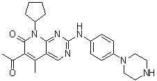 6-Acetyl-8-cyclopentyl-5-methyl-2-[[4-(1-piperazinyl)phenyl]amino]pyrido[2,3-d]pyrimidin-7(8H)-one molecular structure (CAS 850848-40-7)