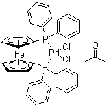 Dichloro(1,1-bis(diphenylphosphino)ferrocene)palladium(II) acetone adduct molecular structure (CAS 851232-71-8)