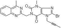 structure of CAS# 853029-57-9, 8-Bromo-7-(2-butyn-1-yl)-3,7-dihydro-3-methyl-1-[(4-methyl-2-quinazolinyl)methyl]-1H-purine-2,6-dione;1-[(4-Methylquinazolin-2-yl)methyl]-3-methyl-7-(2-butyn-1-yl)-8-bromoxanthine