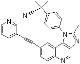 structure of CAS# 853910-02-8, NVP-BAG 956;BAG 956; 2-Methyl-2-[4-[2-methyl-8-[(pyridin-3-yl)ethynyl]imidazo[4,5-c]quinolin-1-yl]phenyl]propionitrile