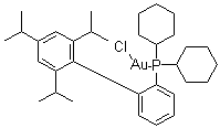 2-Dicyclohexylphosphino-2',4',6'-triisopropylbiphenyl gold(I) chloride molecular structure (CAS 854045-94-6)