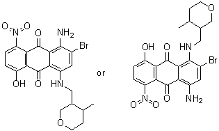1-Amino-2(or 3)-bromo-5-hydroxy-8-nitro-4-[[(tetrahydro-4-methyl-2H-pyran-3-yl)methyl]amino]-9,10-anthracenedione molecular structure (CAS 85410-14-6)
