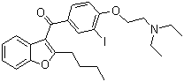 structure of CAS# 85642-08-6, Mono-iodo amiodarone;2-Butyl-3-benzofuranyl 4-(2-(diethylamino)ethoxy)-3-iodophenyl ketone