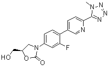 (5R)-3-[3-氟-4-[6-(1-甲基-1H-四唑-5-基)-3-吡啶基]苯基]-5-(羟基甲基)-2-恶唑烷酮分子结构 (CAS 856867-41-9)