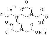 Diammonium [N,N-bis[2-[bis(carboxymethyl)amino]ethyl]glycinato(5-)]ferrate(2-) molecular structure (CAS 85959-68-8)