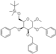 Methyl 6-O-[(1,1-dimethylethyl)dimethylsilyl]-2,3,4-tris-O-(phenylmethyl)-alpha-D-galactopyranoside molecular structure (CAS 862730-60-7)