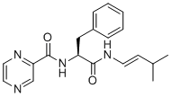 structure of CAS# 862895-00-9, Bortezomib Impurity 11;N-[(1S)-2-[[(1E)-3-Methyl-1-buten-1-yl]amino]-2-oxo-1-(phenylmethyl)ethyl]-2-pyrazinecarboxamide