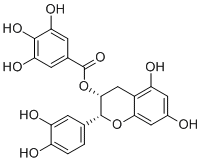 rel-3,4,5-三羟基-苯甲酸(2R,3R)-2-(3,4-二羟基苯基)-3,4-二氢-5,7-二羟基-2H-1-苯并吡喃-3-基酯分子结构 (CAS 863-03-6)