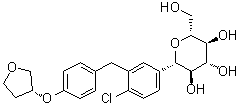 structure of CAS# 864070-43-9, (1S)-1,5-Anhydro-1-C-[4-chloro-3-[[4-[[(3R)-tetrahydro-3-furanyl]oxy]phenyl]methyl]phenyl]-D-glucitol