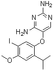 5-[5-Iodo-4-methoxy-2-(1-methylethyl)phenoxy]-2,4-pyrimidinediamine molecular structure (CAS 865305-30-2)