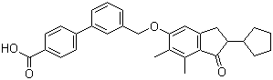 3'-[[(2-Cyclopentyl-6,7-dimethyl-1-oxo-2,3-dihydro-1H-inden-5-yl)oxy]methyl]biphenyl-4-carboxylic acid molecular structure (CAS 866823-73-6)