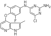 6-氯-N4-[3,5-二氟-4-[(3-甲基-1H-吡咯并[2,3-b]吡啶-4-基)氧]苯基]-2,4-嘧啶二胺分子结构 (CAS 867017-68-3)