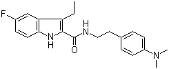 structure of CAS# 868273-09-0, Org 27759;N-[2-[4-(Dimethylamino)phenyl]ethyl]-3-ethyl-5-fluoro-1H-indole-2-carboxamide