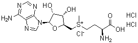 结构式 CAS# 86867-01-8, 5'-[[(3S)-3-氨基-3-羧基丙基]甲基锍]-5'-脱氧腺苷氯化物二盐酸盐