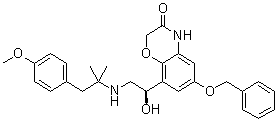 8-[(1R)-1-Hydroxy-2-[[2-(4-methoxyphenyl)-1,1-dimethylethyl]amino]ethyl]-6-(phenylmethoxy)-2H-1,4-benzoxazin-3(4H)-one molecular structure (CAS 869478-13-7)