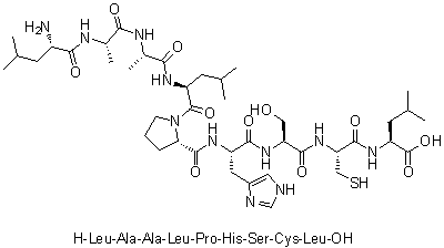 L-Leucyl-L-alanyl-L-alanyl-L-leucyl-L-prolyl-L-histidyl-L-seryl-L-cysteinyl-L-leucine molecular structure (CAS 870270-85-2)