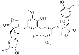 (3S,3'S,4S,4'S)-4,4'-[(6,6'-Dihydroxy-5,5'-dimethoxy[1,1'-biphenyl]-3,3'-diyl)bis(methylene)]bis[dihydro-3-hydroxy-3-[(4-hydroxy-3-methoxyphenyl)methyl]-2(3H)-furanone molecular structure (CAS 870480-56-1)