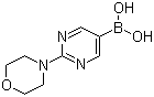 structure of CAS# 870521-33-8, 2-Morpholinopyrimidin-5-ylboronic acid;[2-(4-Morpholinyl)-5-pyrimidinyl]boronic acid