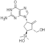 2-Amino-1,9-dihydro-9-[(1S,3R,4S)-4-(hydroxydimethylsilyl)-3-(hydroxymethyl)-2-methylenecyclopentyl]-6H-purin-6-one molecular structure (CAS 870614-82-7)
