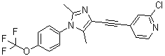 2-Chloro-4-[[2,5-dimethyl-1-[4-(trifluoromethoxy)phenyl]-1H-imidazol-4-yl]ethynyl]pyridine molecular structure (CAS 871362-31-1)