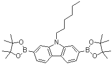 9-Hexyl-2,7-bis(4,4,5,5-tetramethyl-1,3,2-dioxaborolan-2-yl)-9H-carbazole molecular structure (CAS 871696-12-7)