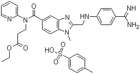 N-[[2-[[[4-(Aminoiminomethyl)phenyl]amino]methyl]-1-methyl-1H-benzimidazol-5-yl]arbonyl]-N-2-pyridinyl-beta-alanine ethyl ester 4-methylbenzenesulfonate molecular structure (CAS 872728-85-3)