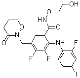 3,4-二氟-2-[(2-氟-4-碘苯基)氨基]-N-(2-羟基乙氧基)-5-[(3-氧代-[1,2]恶嗪-2-基)甲基]苯甲酰胺分子结构 (CAS 874101-00-5)