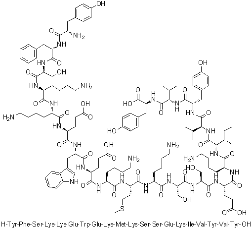 L-Tyrosyl-L-phenylalanyl-L-seryl-L-lysyl-L-lysyl-L-alpha-glutamyl-L-tryptophyl-L-alpha-glutamyl-L-lysyl-L-methionyl-L-lysyl-L-seryl-L-seryl-L-alpha-glutamyl-L-lysyl-L-isoleucyl-L-valyl-L-tyrosyl-L-valyl-L-tyrosine molecular structure (CAS 877380-06-8)