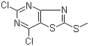 structure of CAS# 87789-35-3, 5,7-Dichloro-2-(methylthio)thiazolo[4,5-d]pyrimidine