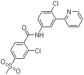 2-氯-N-[4-氯-3-(2-吡啶基)苯基]-4-(甲磺酰基)苯甲酰胺分子结构 (CAS 879085-55-9)