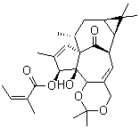 巨大戟醇 5,20-缩丙酮 3-当归酸酯分子结构 (CAS 87980-68-5)