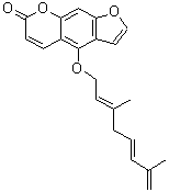 结构式 CAS# 88206-51-3, (E,E)-4-[(3,7-二甲基-2,5,7-辛三烯基)氧基]-7H-呋喃并[3,2-g][1]苯并吡喃-7-酮