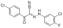 2-[(3-Chloro-4-fluorophenyl)hydrazono]-3-(4-chlorophenyl)-3-oxo-propionitrile molecular structure (CAS 882290-02-0)