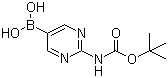 structure of CAS# 883231-25-2, [2-[(tert-Butoxycarbonyl)amino]pyrimidin-5-yl]boronic acid