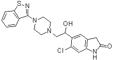 5-[2-[4-(1,2-Benzisothiazol-3-yl)-1-piperazinyl]-1-hydroxyethyl]-6-chloro-1,3-dihydro-2H-indol-2-one molecular structure (CAS 884305-08-2)