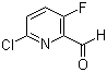 结构式 CAS# 884494-77-3, 6-氯-3-氟吡啶-2-甲醛