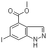 结构式 CAS# 885519-74-4, 6-碘-1H-吲唑-4-羧酸甲酯
