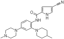 4-Cyano-N-[4-(4-methyl-1-piperazinyl)-2-(4-methyl-1-piperidinyl)phenyl]-1H-pyrrole-2-carboxamide molecular structure (CAS 885704-21-2)