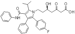 (deltaR)-2-(4-Fluorophenyl)-delta-hydroxy-5-(1-methylethyl)-beta-oxo-3-phenyl-4-[(phenylamino)carbonyl]-1H-pyrrole-1-heptanoic acid molecular structure (CAS 887196-30-7)