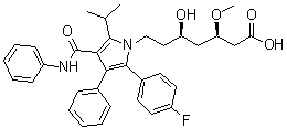 (betaR,deltaR)-2-(4-Fluorophenyl)-delta-hydroxy-beta-methoxy-5-(1-methylethyl)-3-phenyl-4-[(phenylamino)carbonyl]-1H-pyrrole-1-heptanoic acid molecular structure (CAS 887324-53-0)